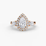 Three-Stone Ring with Halo