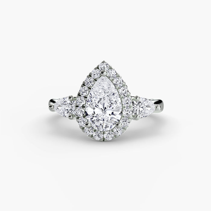 Three-Stone Ring with Halo