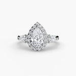 Three-Stone Ring with Halo
