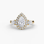 Three-Stone Ring with Halo