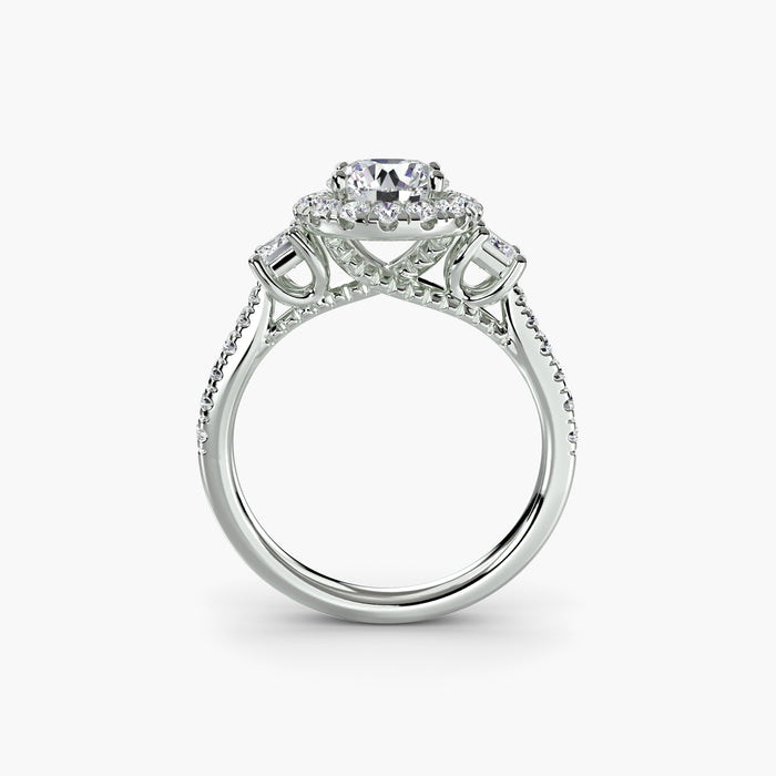 Three-Stone Ring with Halo 2